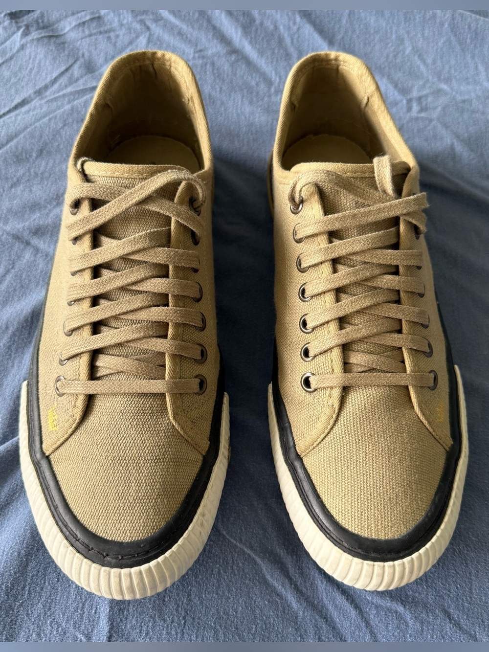 Osklen Brazilian Brand Canvas Sneakers – Beige Minimal Style – Size 8.5